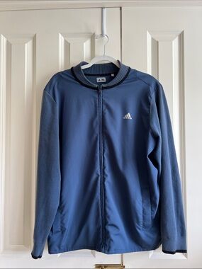 adidas Men's Navy Blue Mixed Material Lightweight Zip Jacket (L)